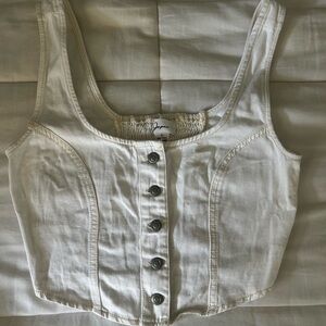 White Button-Up Crop Top